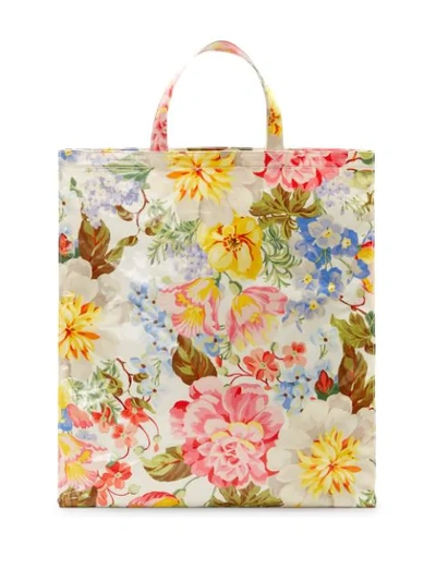 Shop Gucci Medium  Print Floral Tote In White