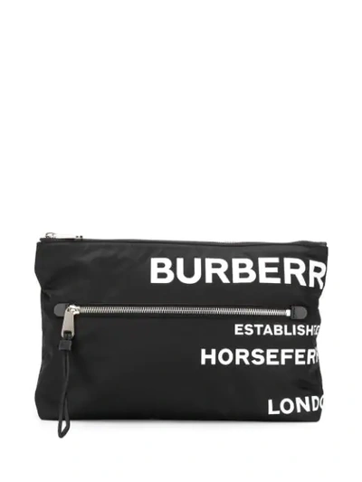 Shop Burberry Horseferry Print Nylon Zip Pouch In A1189 Black