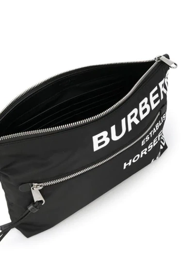 BURBERRY HORSEFERRY PRINT NYLON ZIP POUCH - 黑色