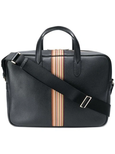 Shop Paul Smith Stripe Detail Briefcase In Black