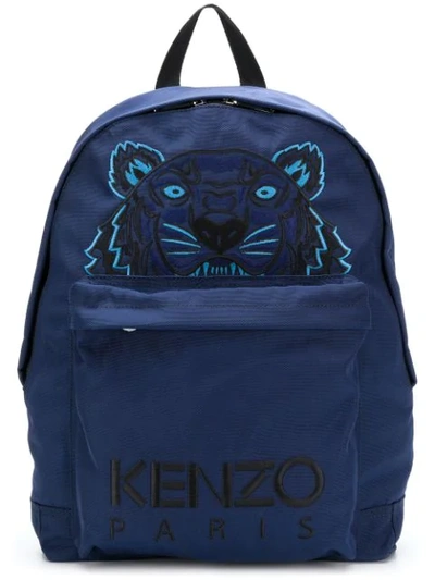Shop Kenzo Tiger Canvas Backpack In Blue