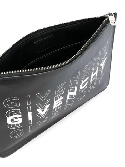 Shop Givenchy Logo Embroidered Pouch In Black