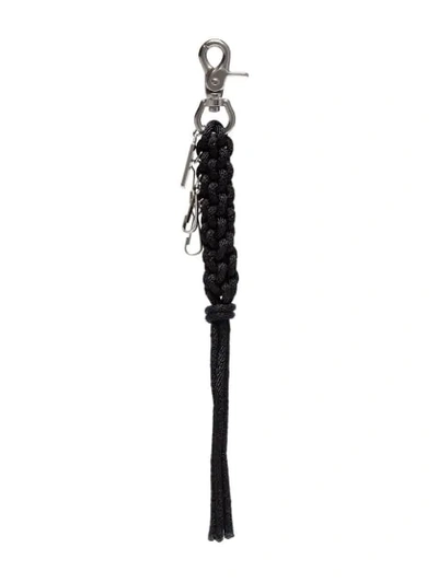 Shop Yohji Yamamoto Code Charm Paracord Keychain In  Black: