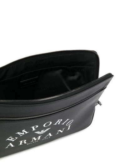 Shop Emporio Armani Logo Print Clutch Bag In Black