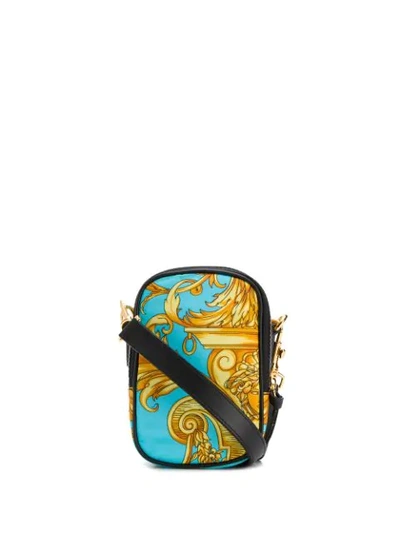 Shop Versace Baroque Print Shoulder Bag In Blue