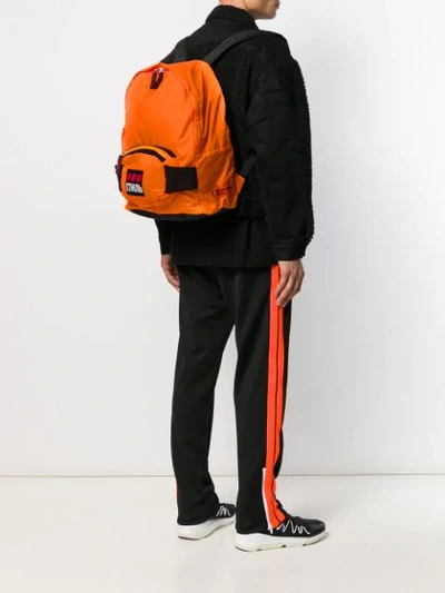 Heron Preston Logo Printed Backpack In Orange