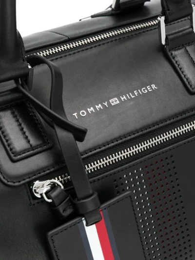 Shop Tommy Hilfiger Logo Top-handle Tote In Black
