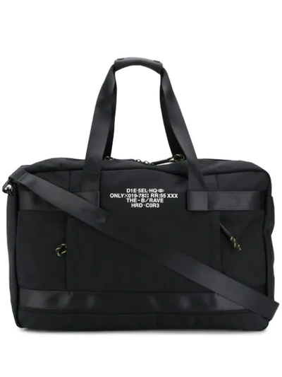 Shop Diesel Logo Duffel Bag In Black