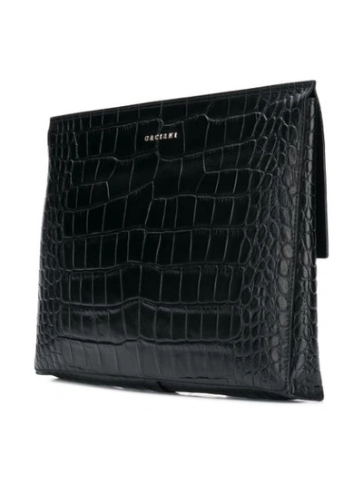 Shop Orciani Croc Embossed Leather Clutch - Black