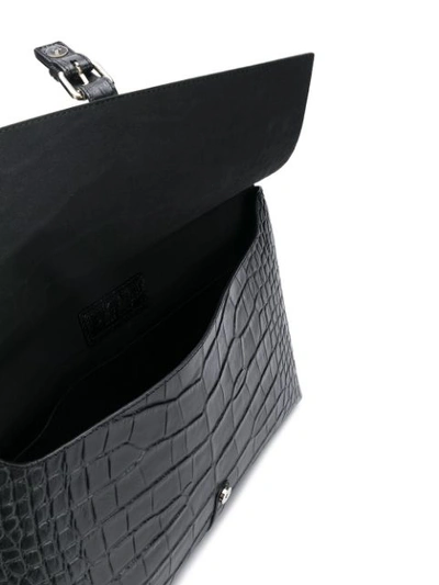 Shop Orciani Croc Embossed Leather Clutch - Black