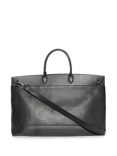 Shop Burberry Extra Large Leather Society Top Handle Bag In Black