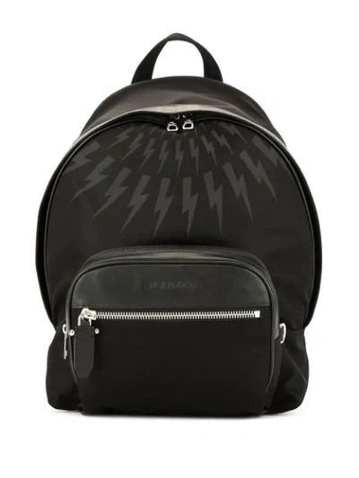 Shop Neil Barrett Lightning Bolt Backpack In Black/black