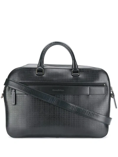 Shop Ermenegildo Zegna Embossed Detail Laptop Bag In Blue