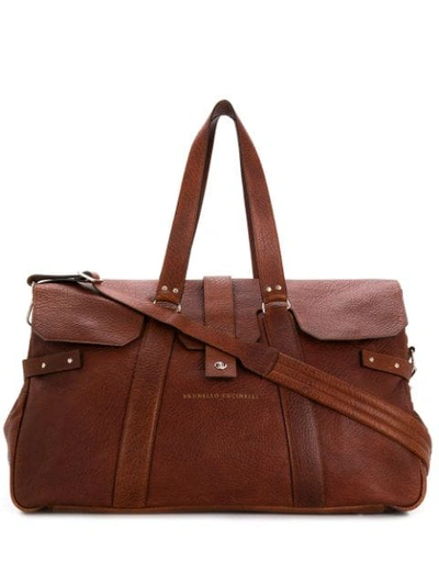 Shop Brunello Cucinelli Logo Holdall Bag In C6575