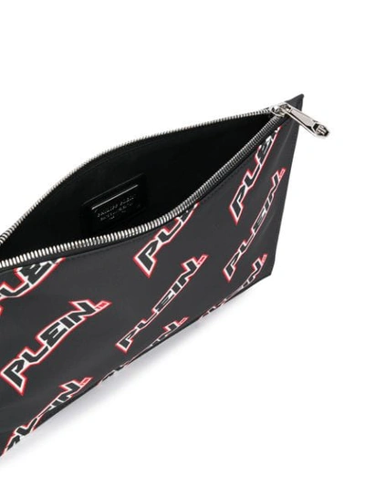 Shop Philipp Plein Logo Print Clutch In Black