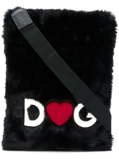 Shop Dolce & Gabbana Faux Fur Crossbody Bag - Black