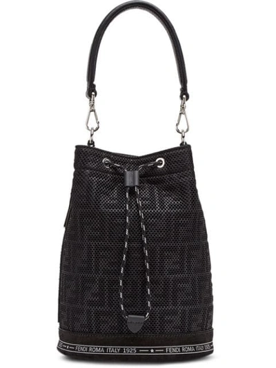 Shop Fendi Mon Tresor Ff Print Bucket Bag In Black