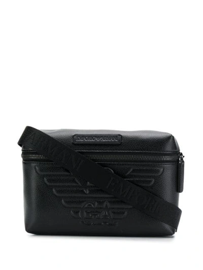 Shop Emporio Armani Logo Embossed Bag In Black