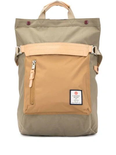 Shop As2ov Contrast Panel Backpack In Brown