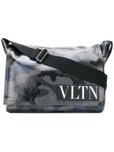 Shop Valentino Camouflage Shoulder Bag In Grey