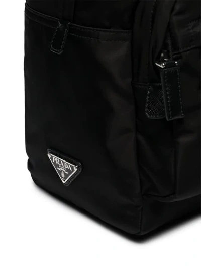 PRADA CLASSIC LOGO PLAQUE BACKPACK - 黑色