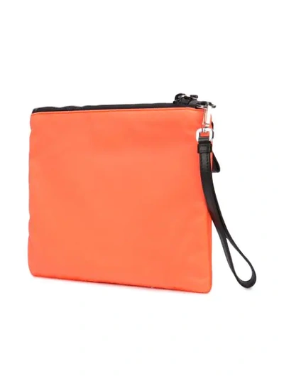 Shop Prada Logo Clutch Bag In Orange