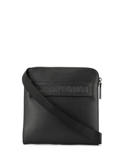 Shop Emporio Armani Front Logo Shoulder Bag In Black