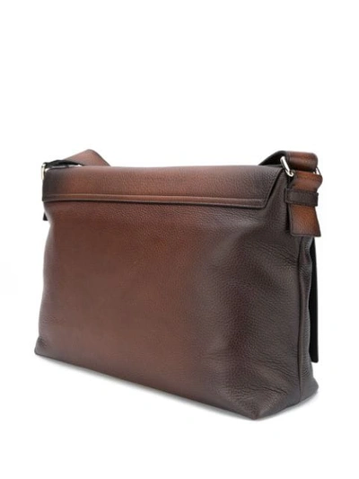 Shop Orciani Burnished Leather Messenger Bag In Brown