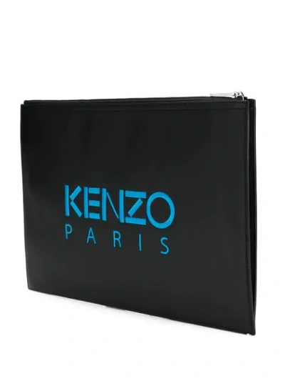 Shop Kenzo Tiger Embroidered Clutch In Black