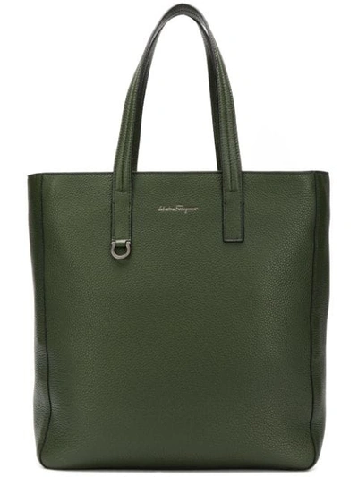 Shop Ferragamo Salvatore  Leather Tote Bag - Green