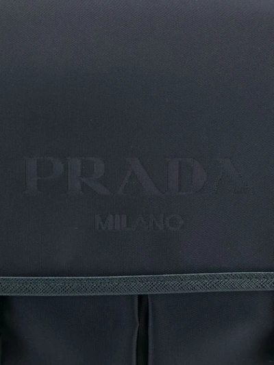 Shop Prada Small Logo Print Messenger Bag In Blue