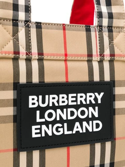 Shop Burberry Vintage Check Tote Bag In Neutrals