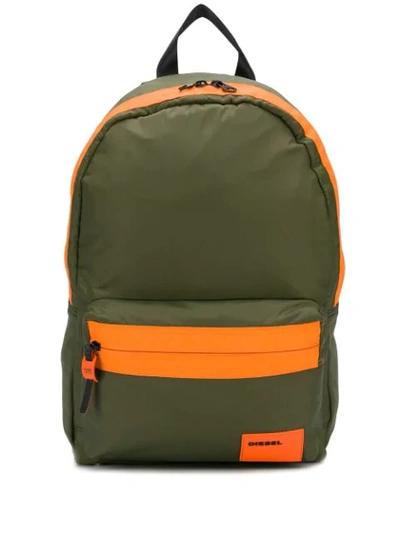 Shop Diesel Panelled Backpack In Green