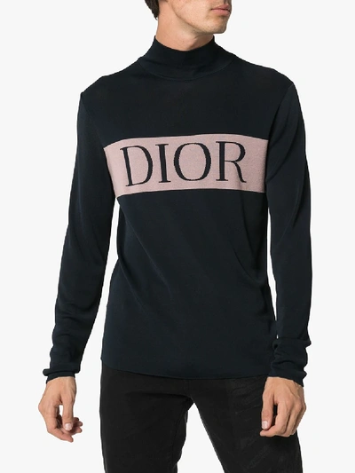 Shop Dior Homme Logo Cashmere Sweater In Blue
