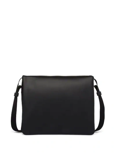 Shop Prada Logo Plaque Bi-fold Messenger Bag In Black