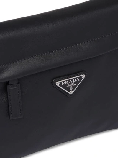 Shop Prada Logo Plaque Bi-fold Messenger Bag In Black