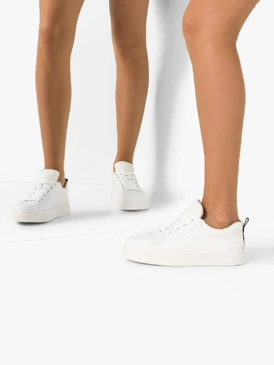 Shop Chloé Lauren Low Top Leather Sneakers - Women's - Leather/rubber In White