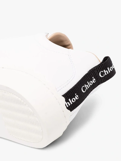 Shop Chloé Lauren Low Top Leather Sneakers - Women's - Leather/rubber In White
