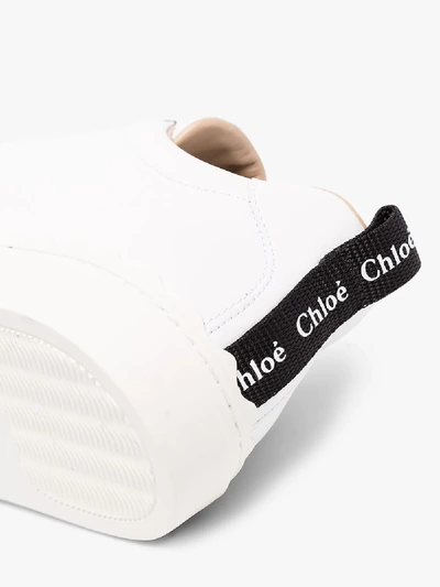 Shop Chloé White Lauren Low Top Leather Sneakers