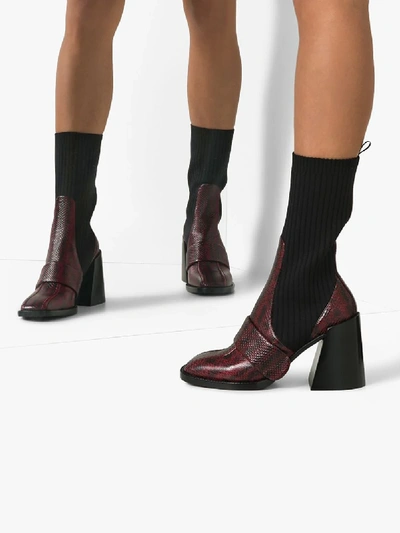 Shop Chloé Red Bea 85 Snake Print Sock Boots