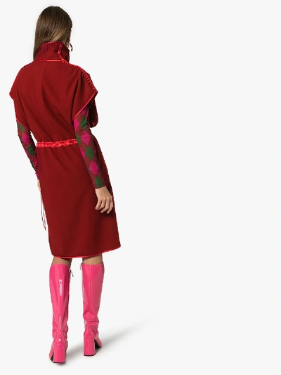 Shop Gucci Waist Tie Shift Dress In Red