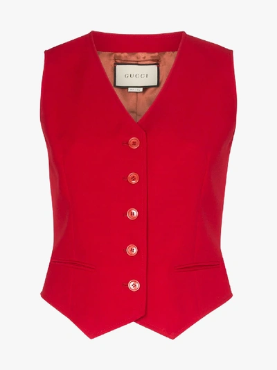 Shop Gucci Cady Wool And Silk Waistcoat In Red