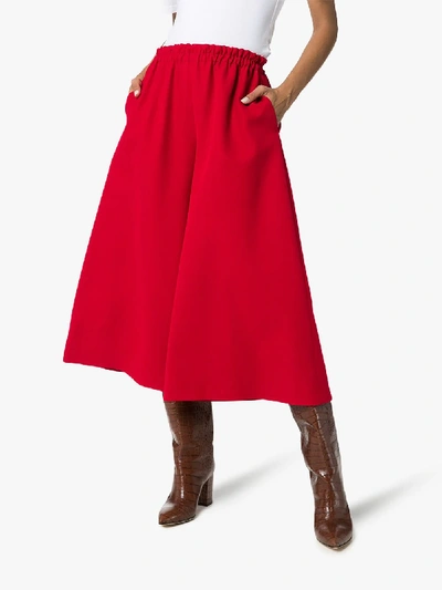 Shop Gucci High Waist Wide Leg Culottes In Red