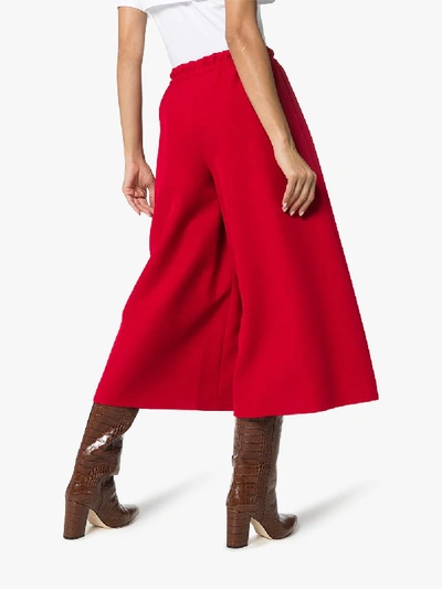 Shop Gucci High Waist Wide Leg Culottes In Red