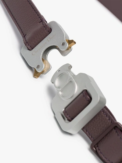 Shop Dior Homme Grey Matthew Buckled Leather Belt