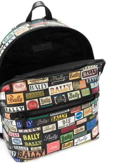 Shop Bally Logo Print Backpack In Black