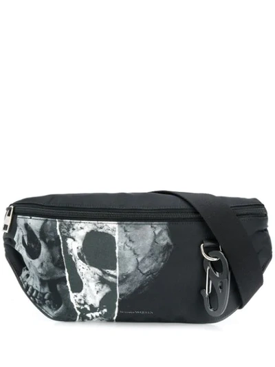 Shop Alexander Mcqueen Printed Skull Belt Bag In Black