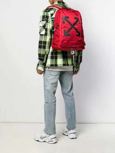 OFF-WHITE 箭头LOGO印花背包 - 红色