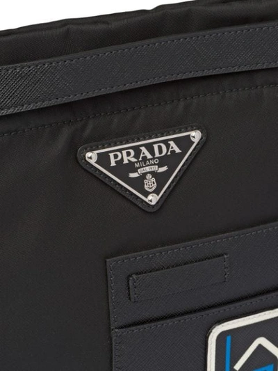 Shop Prada Black Logo Messenger Bag