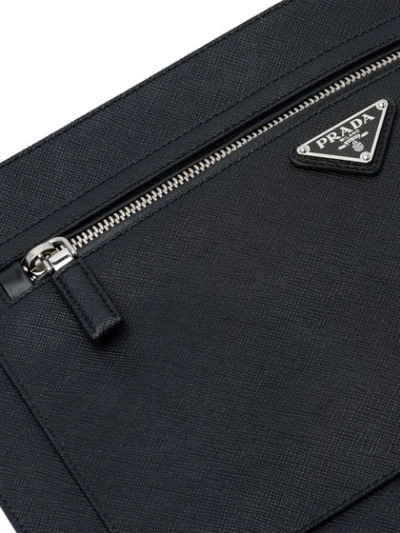 Shop Prada Saffiano Zipper Clutch In Black
